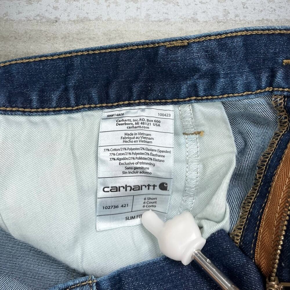 Vintage 90s Carhartt Jeans Womens 6 Slim Fit Bootcut Dark Wash Denim - Picture 5 of 6